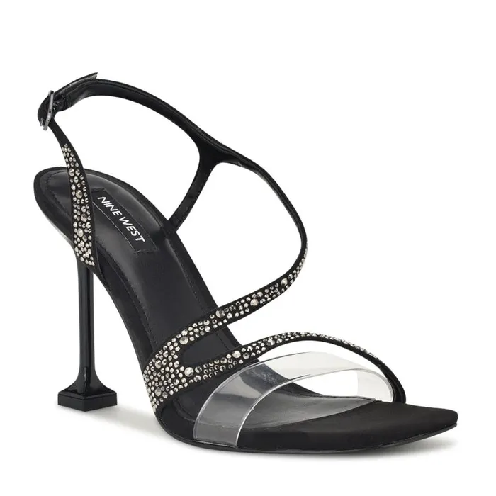 Nines Strappy Heeled Sandals Black Crystal Women Nine West Heels