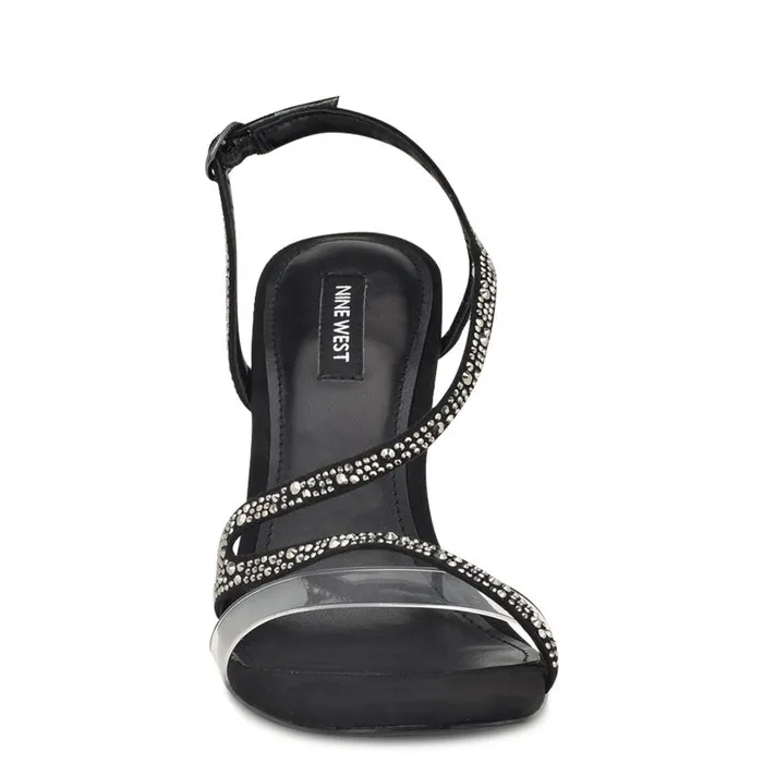 Nines Strappy Heeled Sandals Black Crystal Women Nine West Heels
