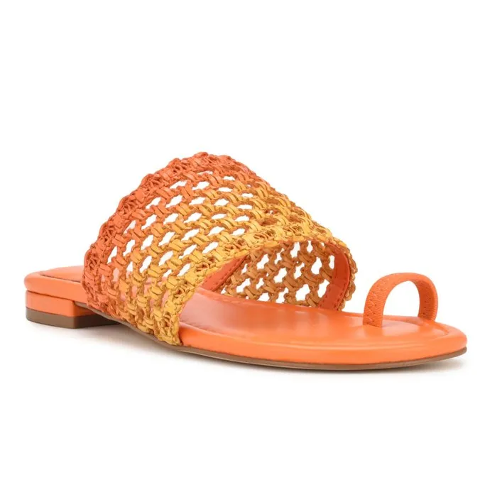Nolah Flat Slide Sandals Orange Yellow Ombre Women Nine West Sandals