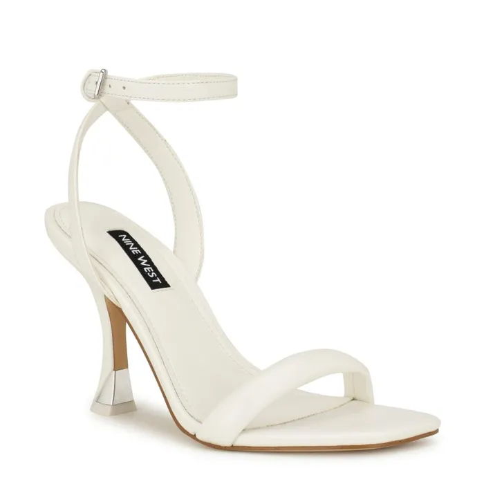 Nyra Ankle Strap Sandals White Women Nine West Sandals