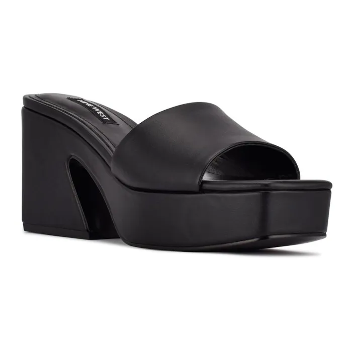Oklee Platform Slide Sandals Black Women Nine West Sandals