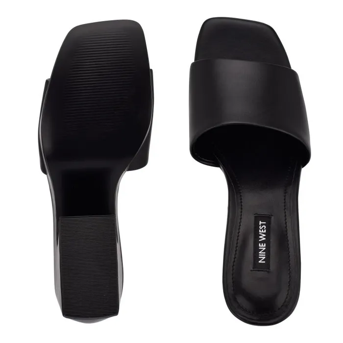 Oklee Platform Slide Sandals Black Women Nine West Sandals