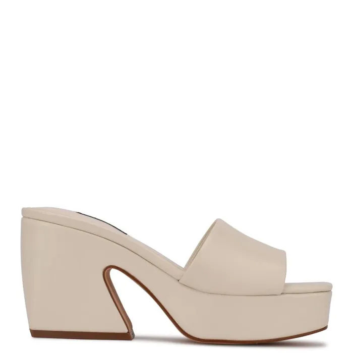 Oklee Platform Slide Sandals Chic Cream Women Nine West Sandals