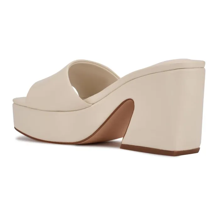 Oklee Platform Slide Sandals Chic Cream Women Nine West Sandals