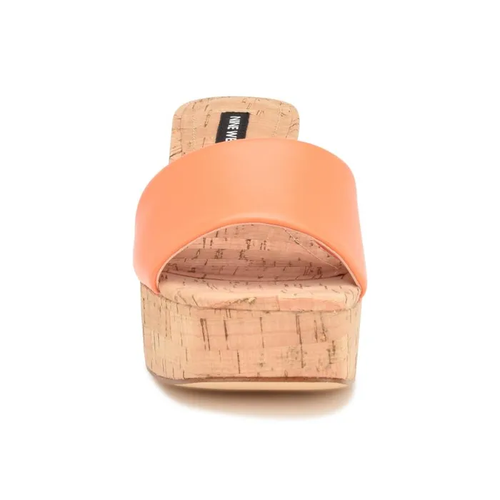 Oklee Platform Slide Sandals Perfect Orange Women Nine West Heels