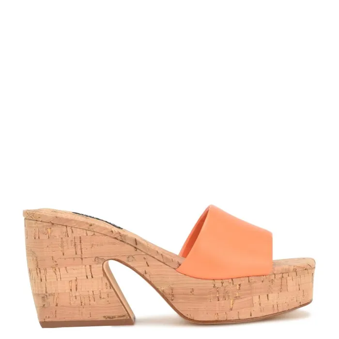 Oklee Platform Slide Sandals Perfect Orange Women Nine West Sandals