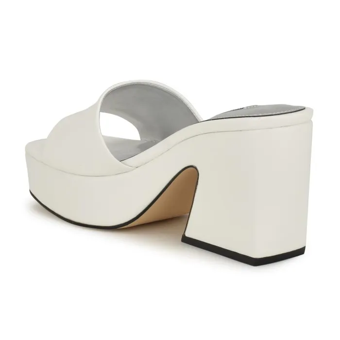 Oklee Platform Slide Sandals White Women Nine West Sandals