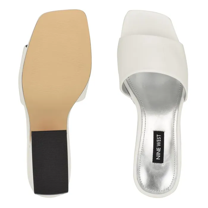 Oklee Platform Slide Sandals White Women Nine West Sandals