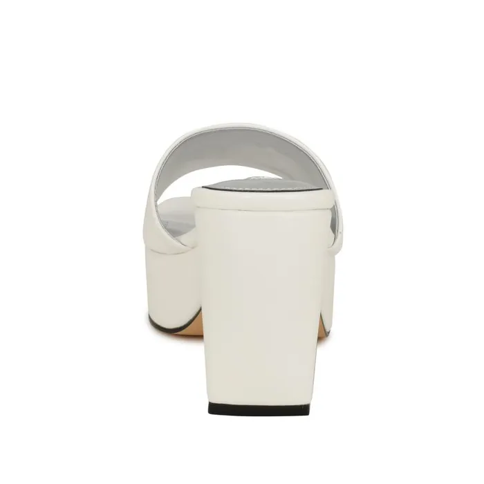 Oklee Platform Slide Sandals White Women Nine West Sandals