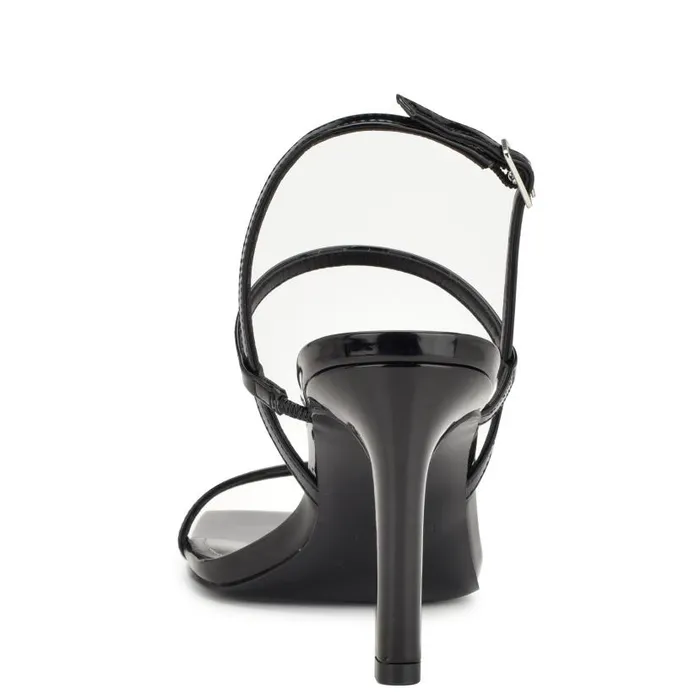 Olah Heeled Slingback Sandals Black Patent Women Nine West Heels