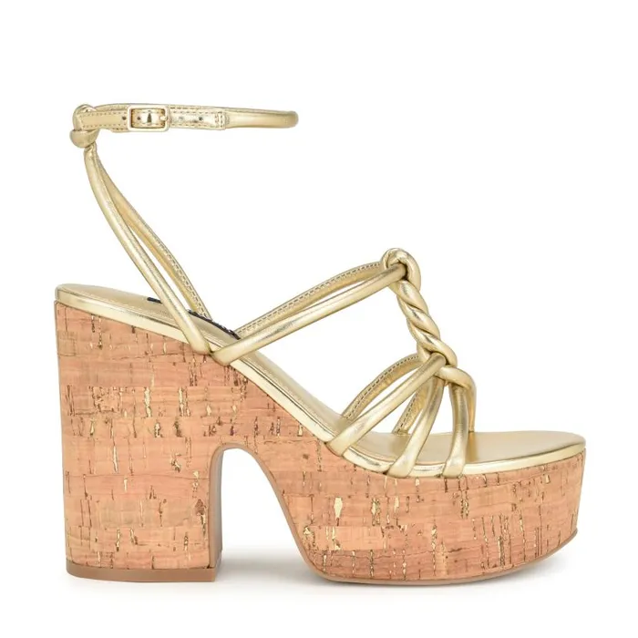 Olander Knotted Platform Sandals Platino Women Nine West Sandals