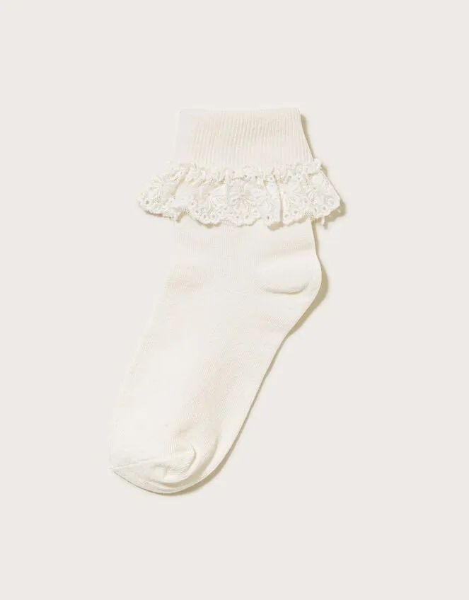 Olivia Bow Lace Socks Ivory Children Monsoon Girls039 Tights and Socks