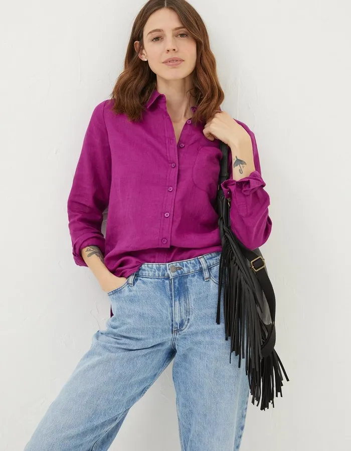 Olivia Linen Shirt Plum Women FatFace Shirts and Blouses