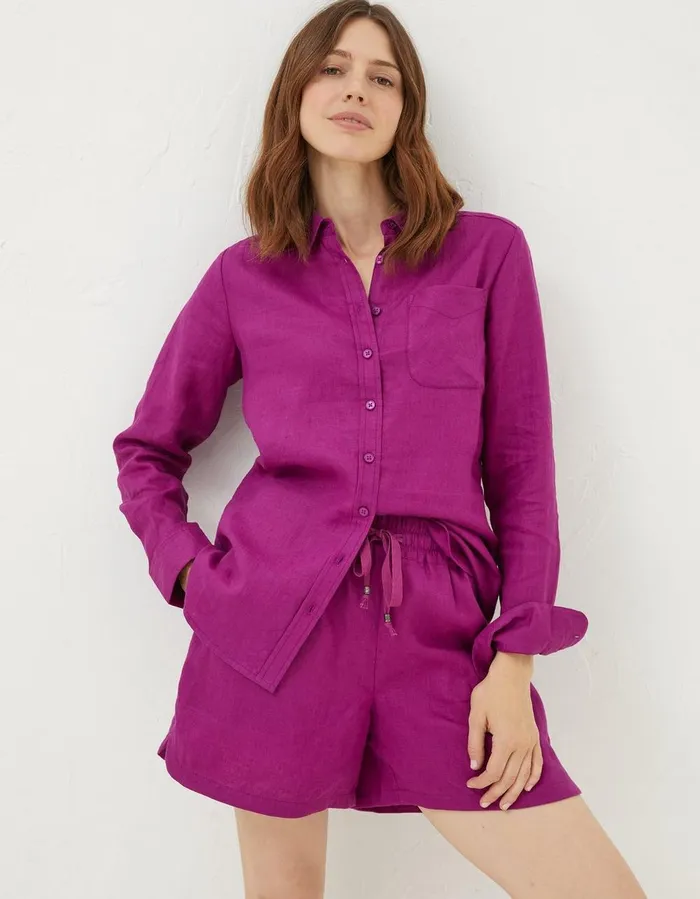 Olivia Linen Shirt Plum Women FatFace Shirts and Blouses