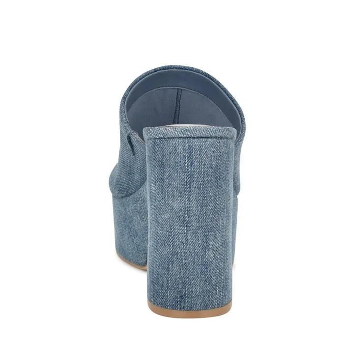 Olley Platform Slide Sandals Denim Women Nine West Sandals