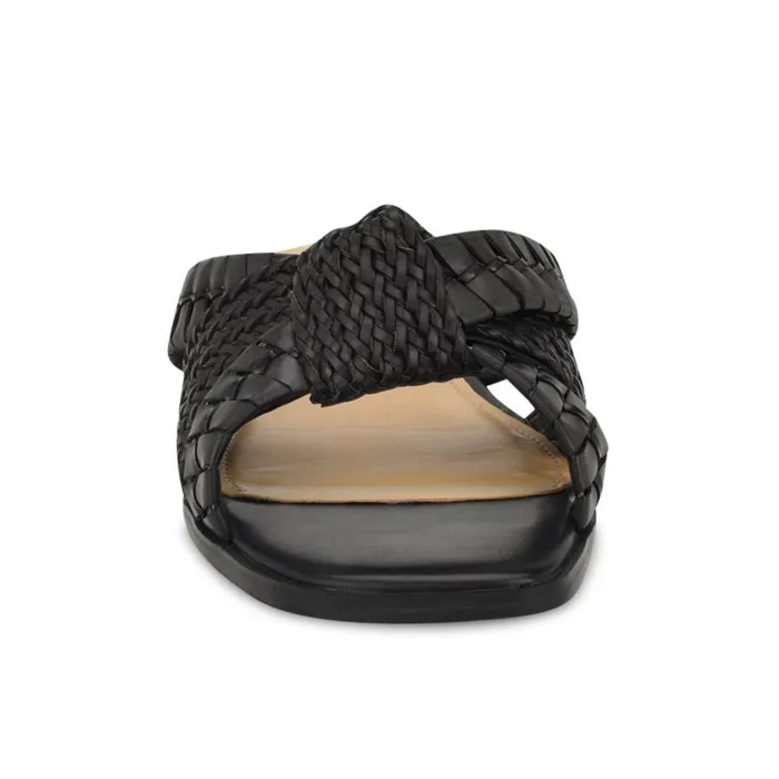 Olson Knotted Flat Slide Sandals Black Women Nine West Sandals