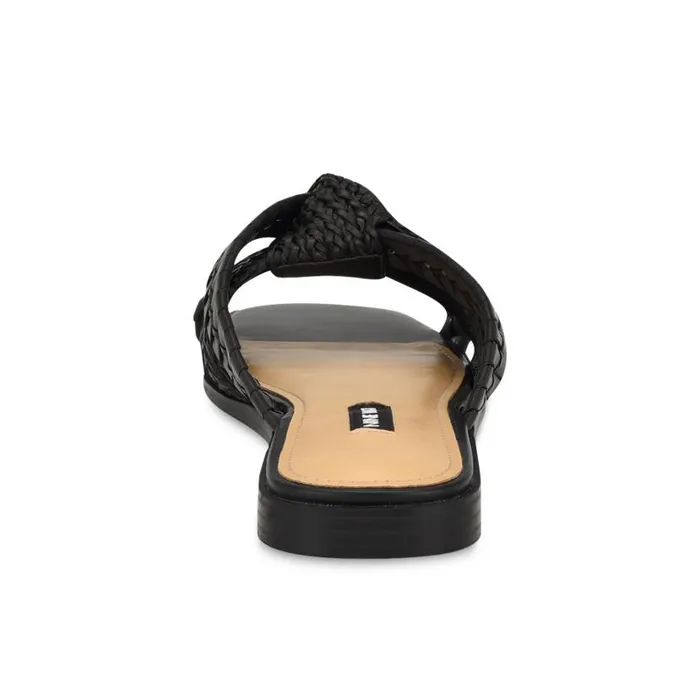 Olson Knotted Flat Slide Sandals Black Women Nine West Sandals