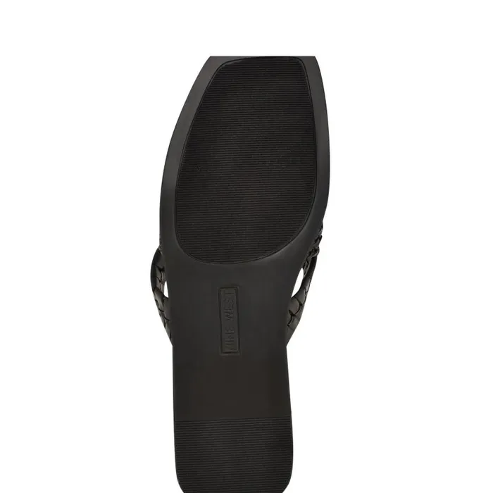 Olson Knotted Flat Slide Sandals Black Women Nine West Sandals