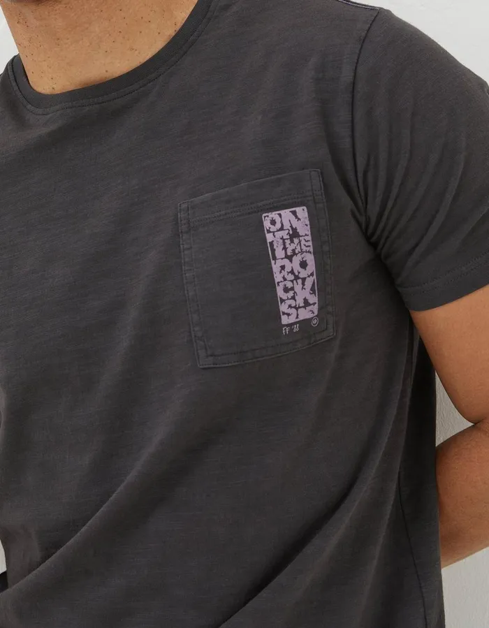 On The Rocks T Shirt Washed Black Men FatFace TShirts