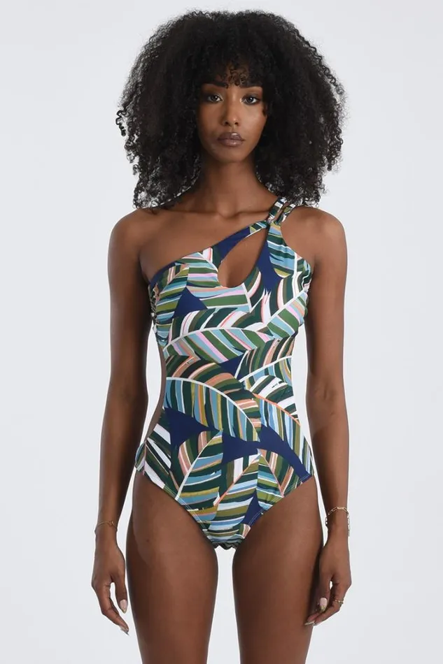 One Shoulder One Piece Swimsuit GREEN ALOHA Women Molly Bracken Beachwear