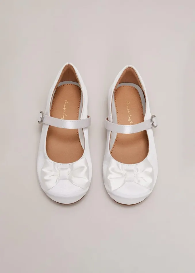 Online Girls Phase Eight Bridesmaid Dresses Satin Bow Front Shoes Ivory