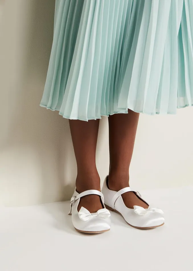 Online Girls Phase Eight Bridesmaid Dresses Satin Bow Front Shoes Ivory