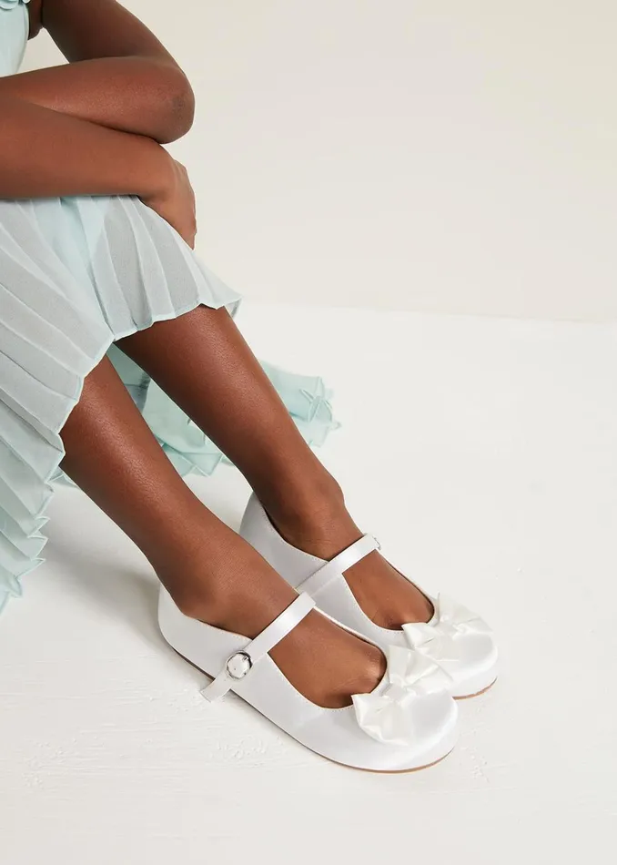 Online Girls Phase Eight Bridesmaid Dresses Satin Bow Front Shoes Ivory