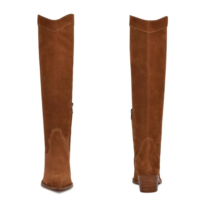 Orece Western Boots Cognac Suede Women Nine West Boots and Booties