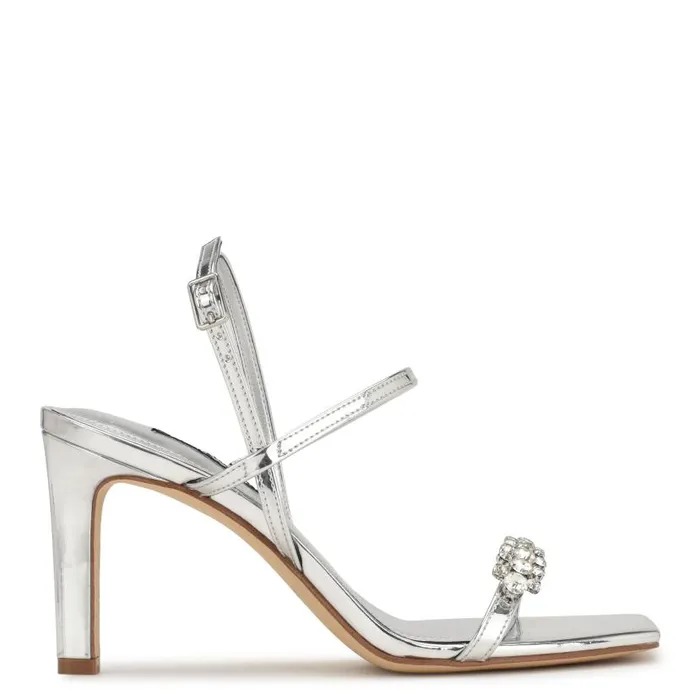 Oreece Heeled Slingback Sandals Silver Women Nine West Heels