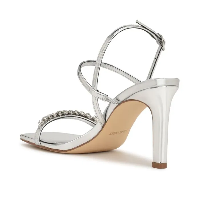 Oreece Heeled Slingback Sandals Silver Women Nine West Heels