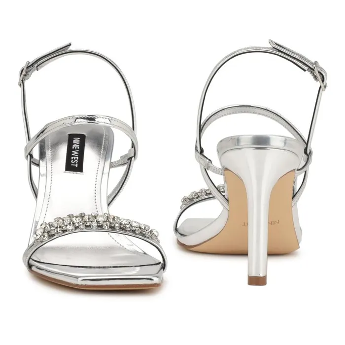 Oreece Heeled Slingback Sandals Silver Women Nine West Heels
