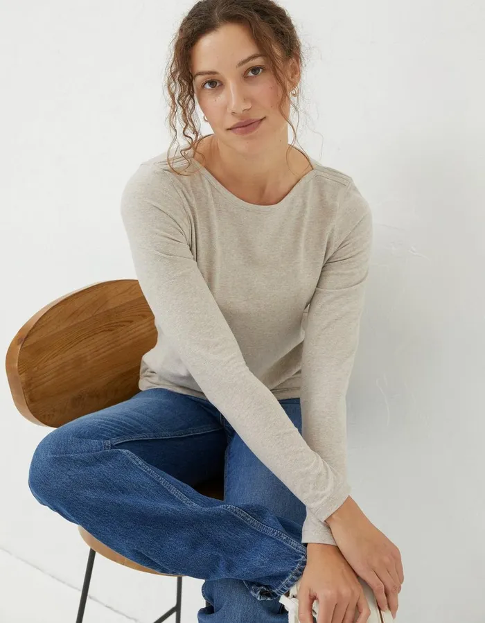 Organic Cotton Bree TShirt Oatmeal Women FatFace Tops and TShirts
