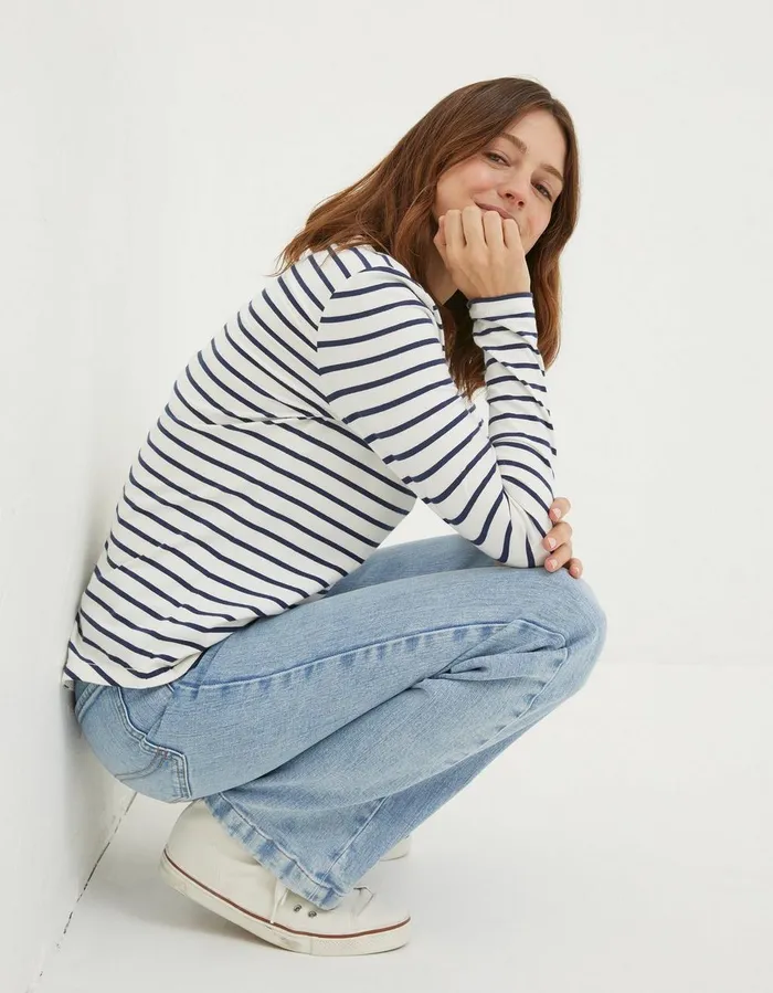 Organic Cotton Breton TShirt Ivory Women FatFace Tops and TShirts