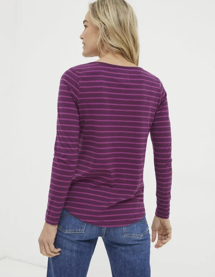 Organic Cotton Breton TShirt Plum Women FatFace Tops and TShirts