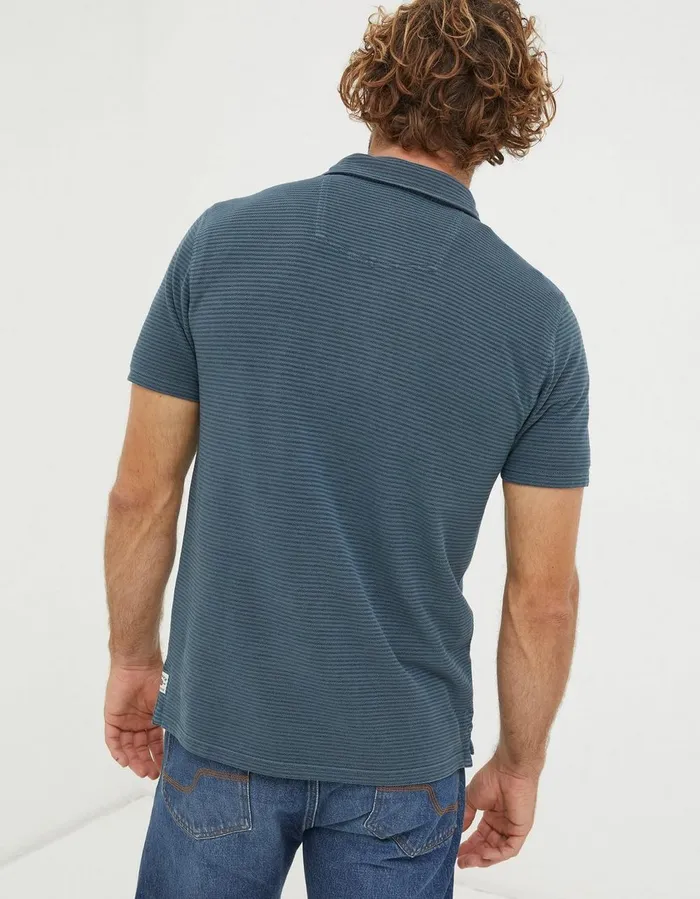Organic Cotton Fine Stripe Polo French Navy Men FatFace Polo Shirts