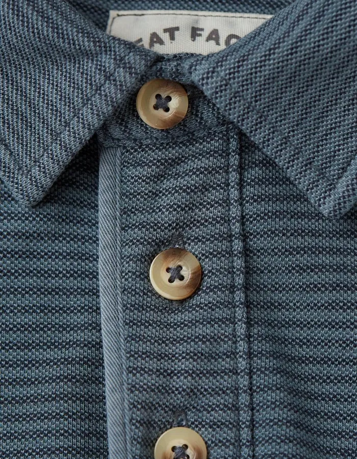 Organic Cotton Fine Stripe Polo French Navy Men FatFace Polo Shirts