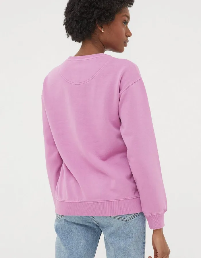 Organic Cotton Georgia Crew Sweatshirt Berry Pink Women FatFace Sweatshirts and Hoodies