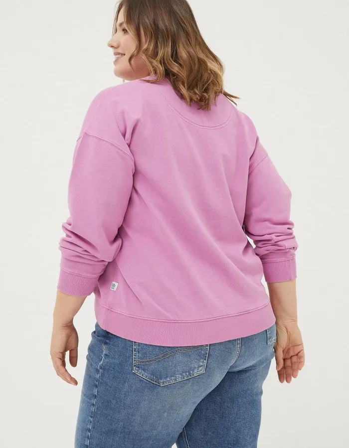 Organic Cotton Georgia Crew Sweatshirt Berry Pink Women FatFace Sweatshirts and Hoodies