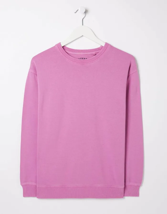 Organic Cotton Georgia Crew Sweatshirt Berry Pink Women FatFace Sweatshirts and Hoodies