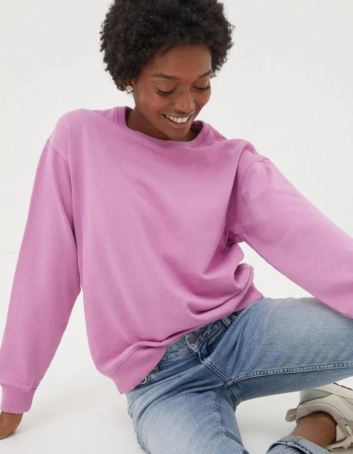 Organic Cotton Georgia Crew Sweatshirt Berry Pink Women FatFace Sweatshirts and Hoodies