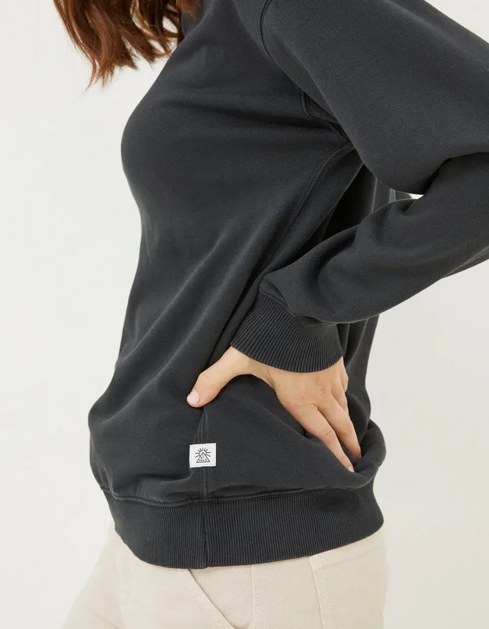 Organic Cotton Georgia Crew Sweatshirt Black Women FatFace Sweatshirts and Hoodies