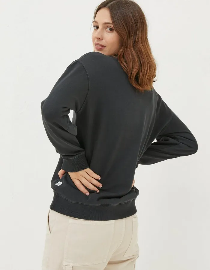 Organic Cotton Georgia Crew Sweatshirt Black Women FatFace Sweatshirts and Hoodies
