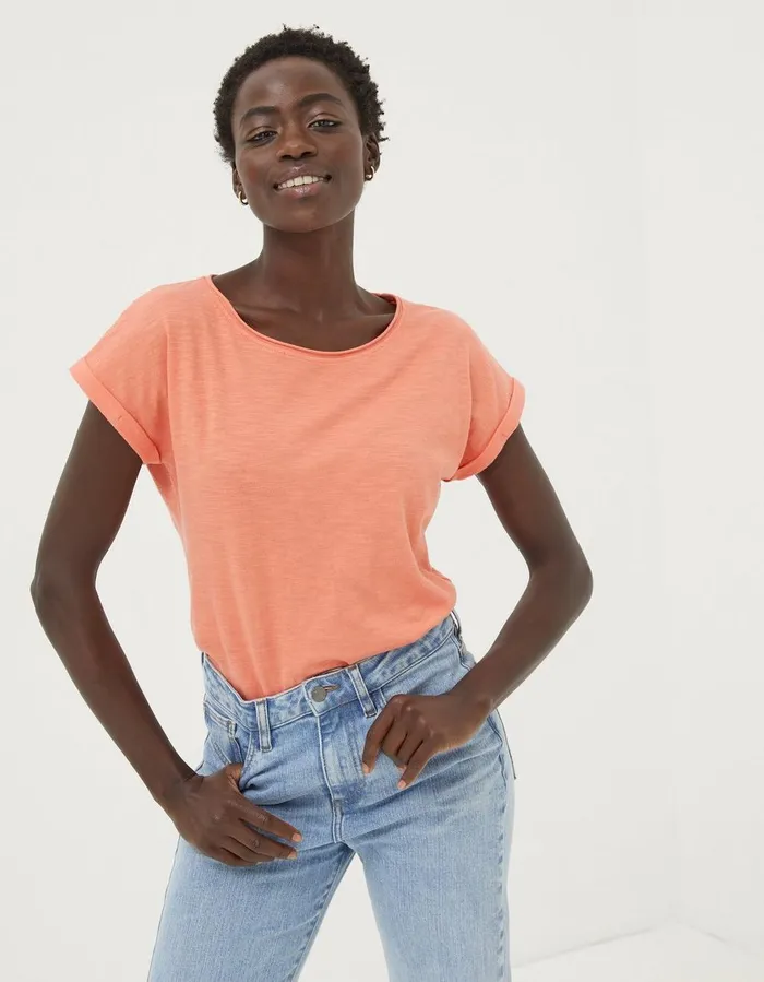 Organic Cotton Ivy TShirt Bright Orange Women FatFace Tops and TShirts