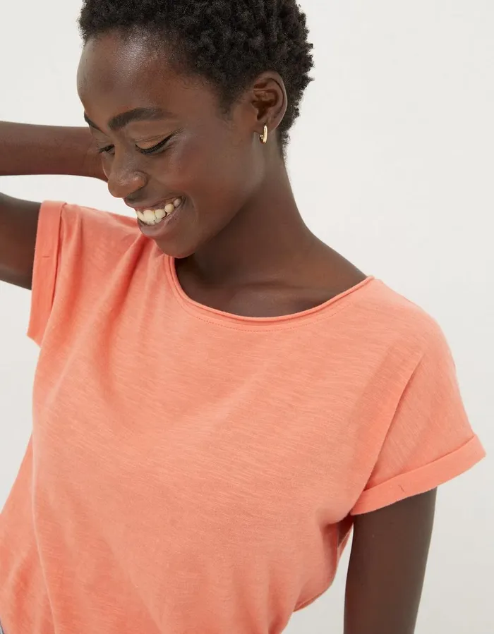 Organic Cotton Ivy TShirt Bright Orange Women FatFace Tops and TShirts