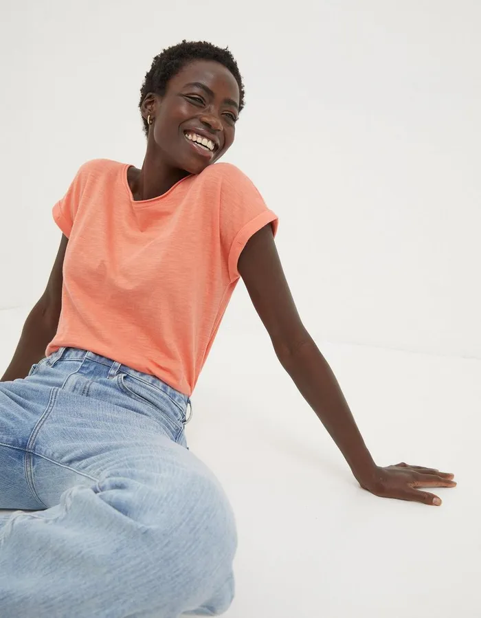 Organic Cotton Ivy TShirt Bright Orange Women FatFace Tops and TShirts
