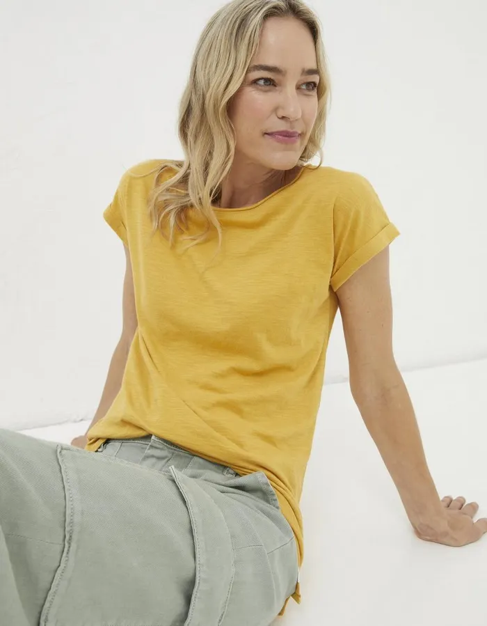 Organic Cotton Ivy TShirt Golden Yellow Women FatFace Tops and TShirts