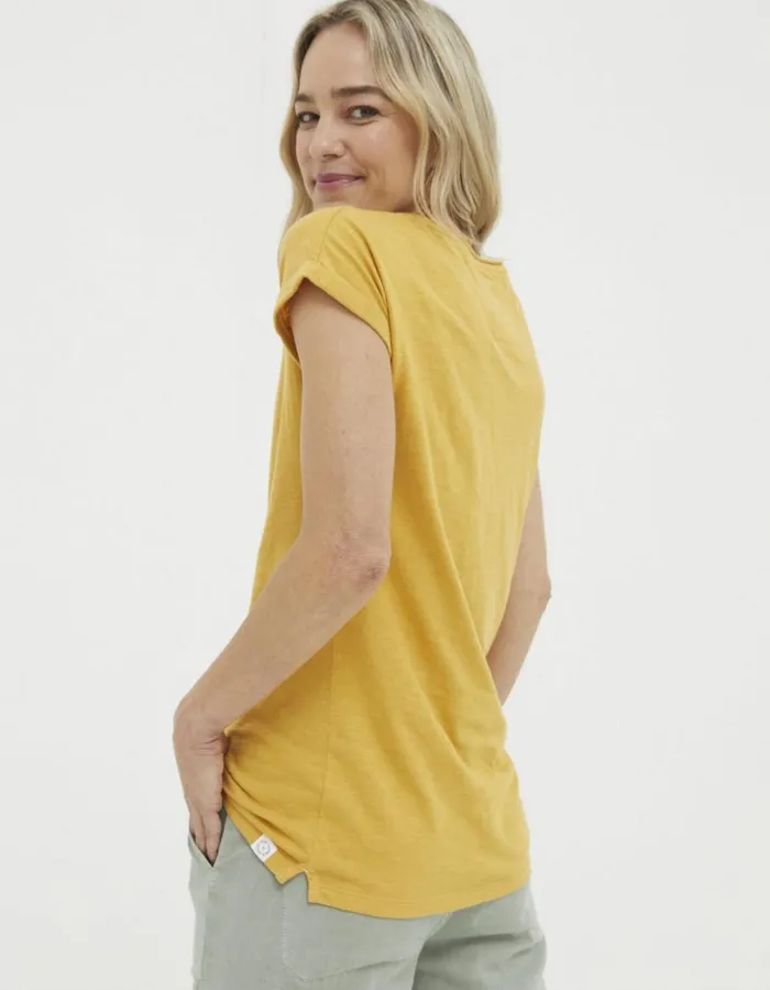 Organic Cotton Ivy TShirt Golden Yellow Women FatFace Tops and TShirts