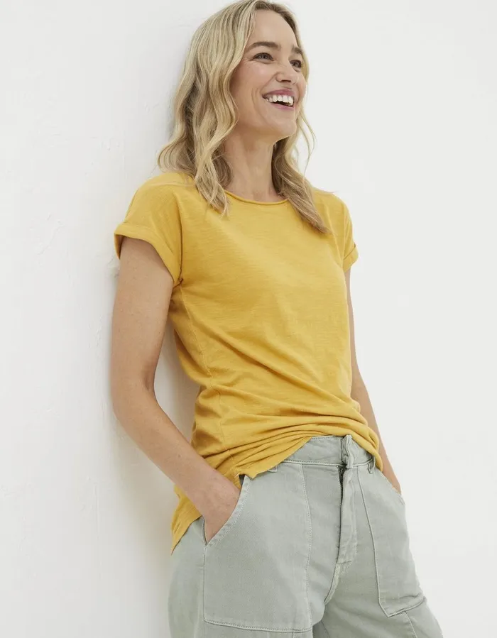 Organic Cotton Ivy TShirt Golden Yellow Women FatFace Tops and TShirts