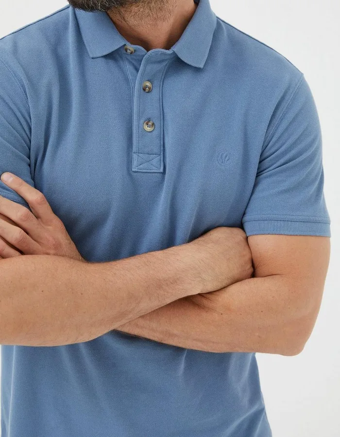 Organic Cotton Pique Polo Light Denim Blue Men FatFace TShirts