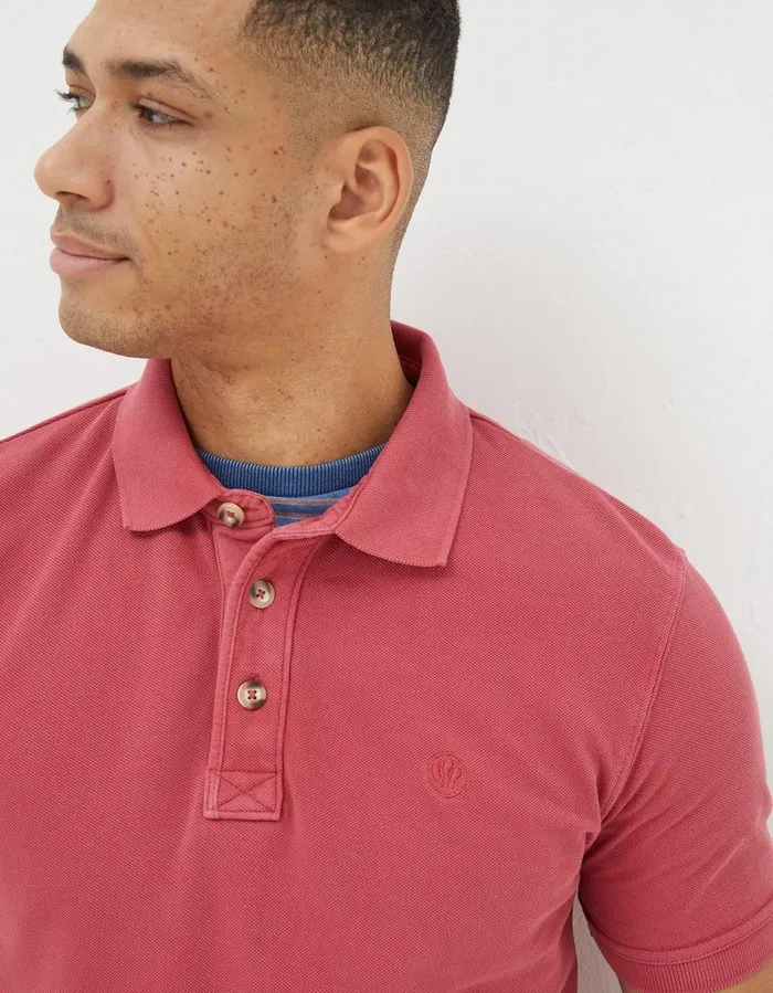 Organic Cotton Pique Polo Pink Men FatFace Polo Shirts